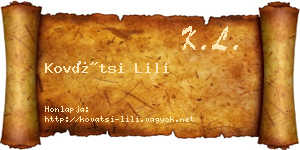 Kovátsi Lili névjegykártya